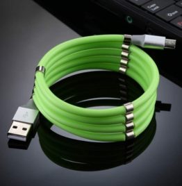 Cable de recharge magnétique vert micro USB