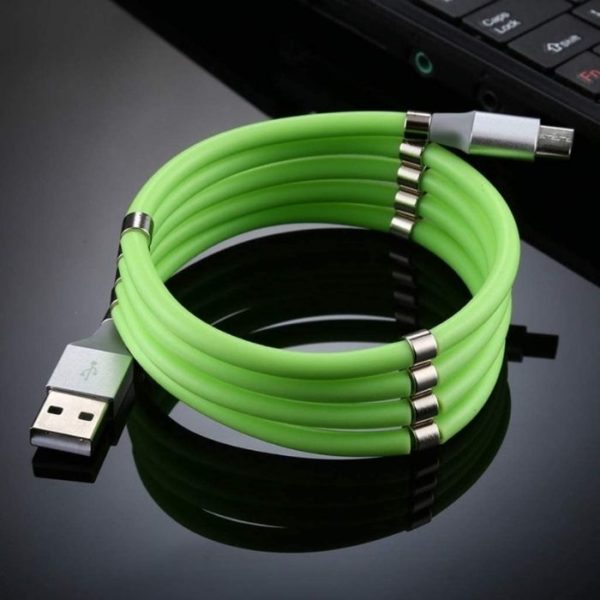 Cable de recharge magnétique vert micro USB