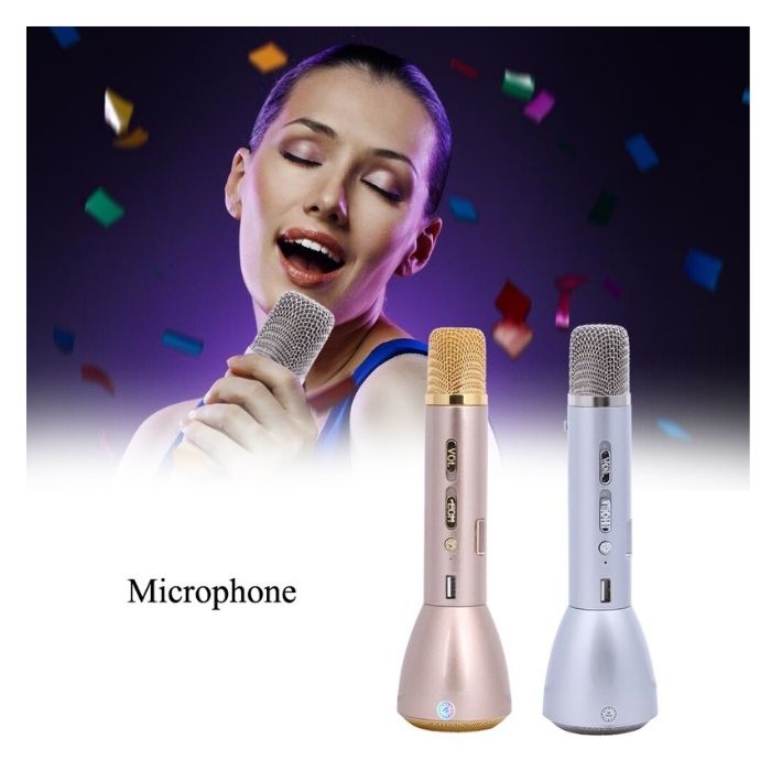Magic Karaoké Microphone et haut parleur Bluetooth (Rose) - Eden Phone